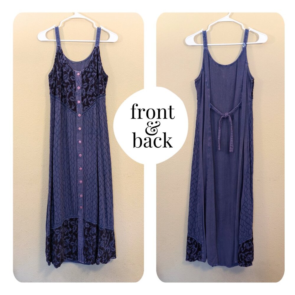 Purple Embroidered Button-Down Maxi Dress - Picture 2 of 5
